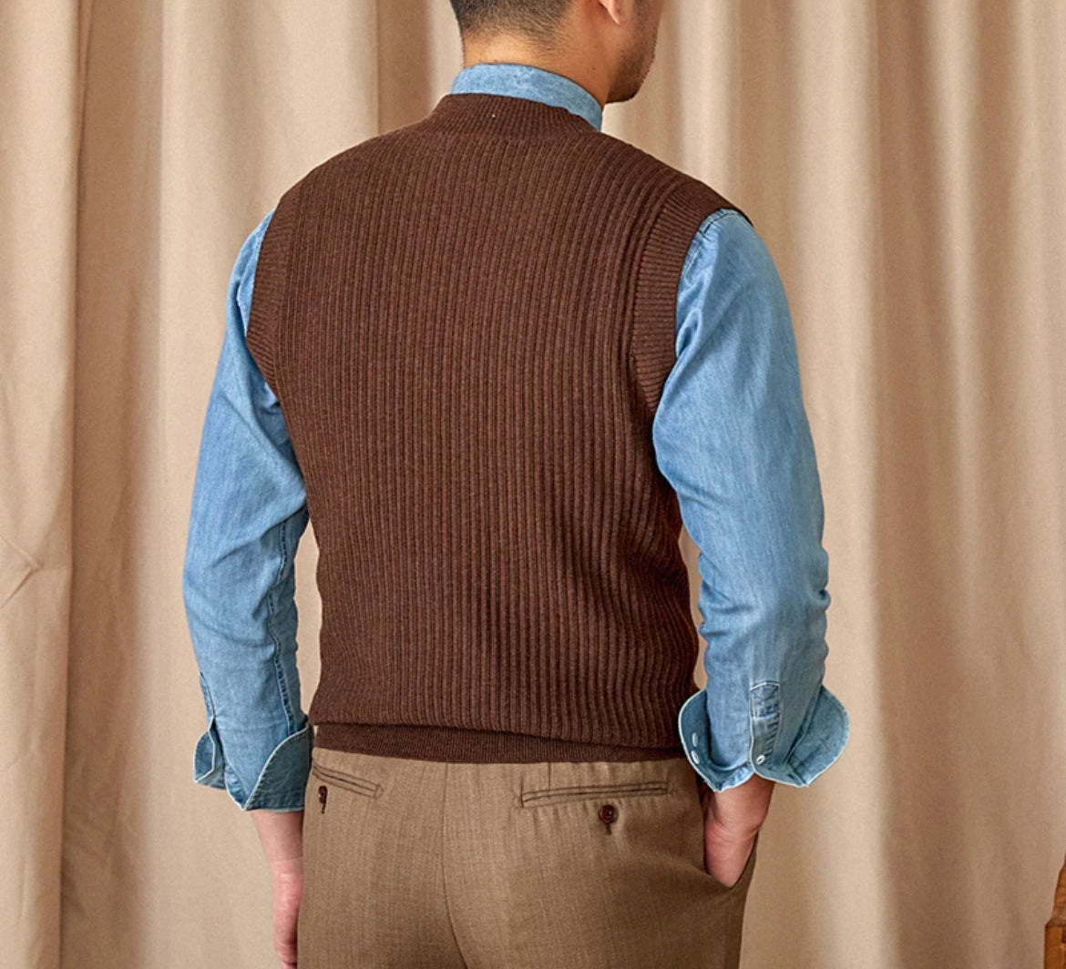 CLEREVE V Neck Waistcoat Sweater