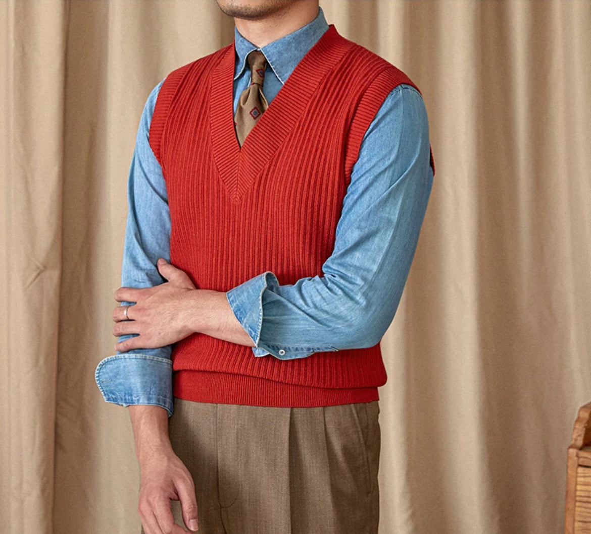 CLEREVE V Neck Waistcoat Sweater