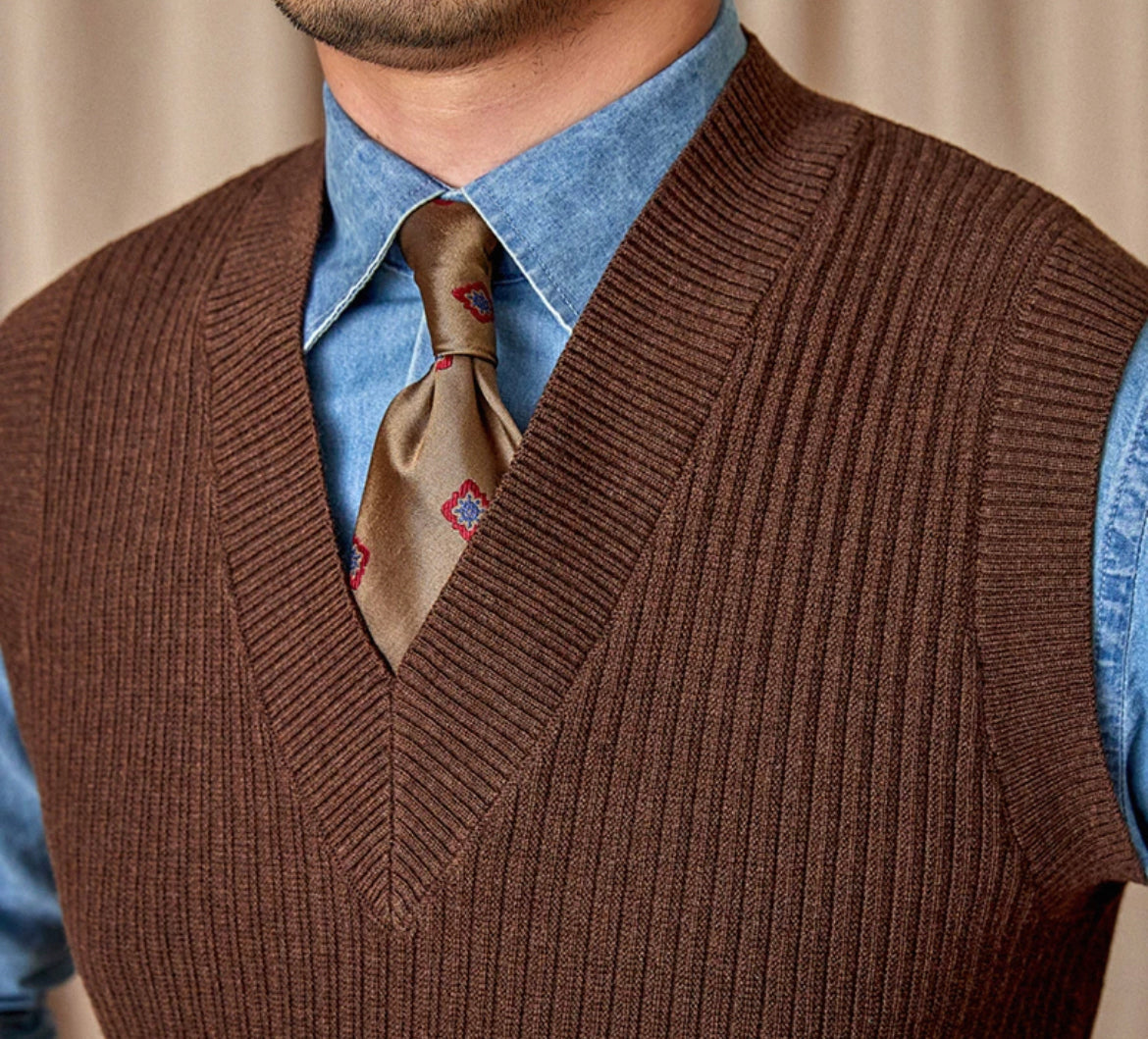 CLEREVE V Neck Waistcoat Sweater