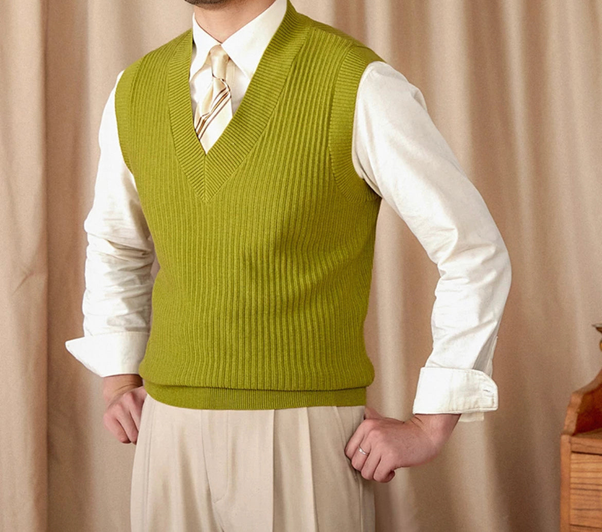 CLEREVE V Neck Waistcoat Sweater