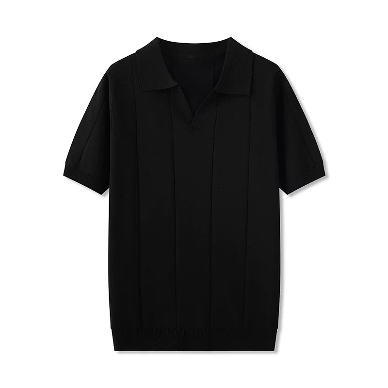 Striped V Neck Polo