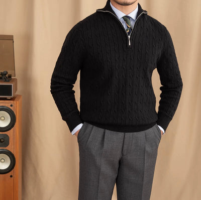 Cable Knit Half-zip