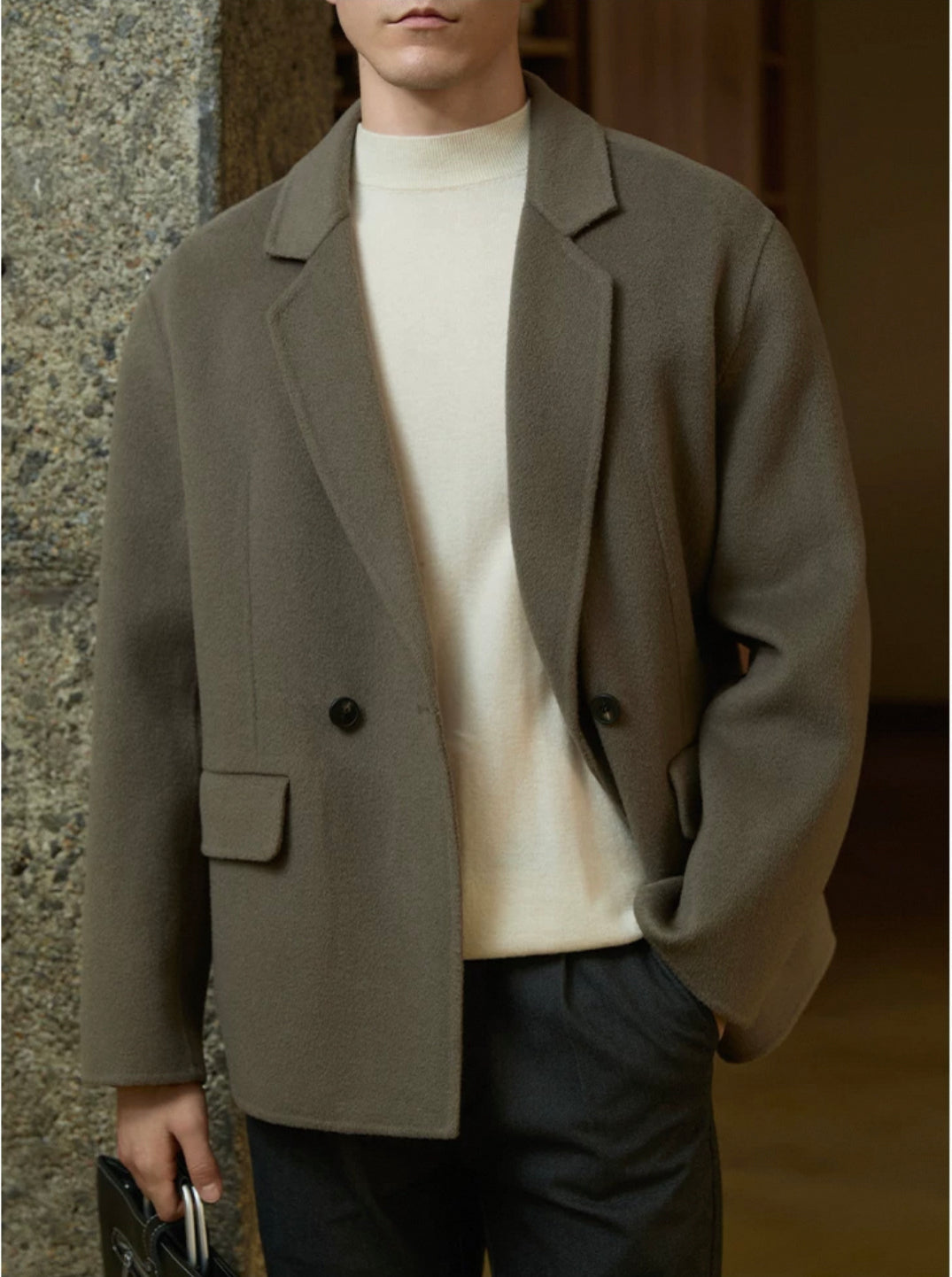 CLEREVE Double-Sided 100% Sheep Wool Suit Jacket