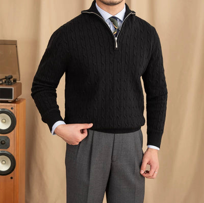 Cable Knit Half-zip