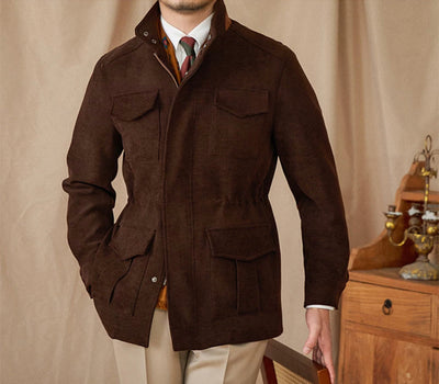 CLEREVE Multi-Pocket Vintage Safari Coat