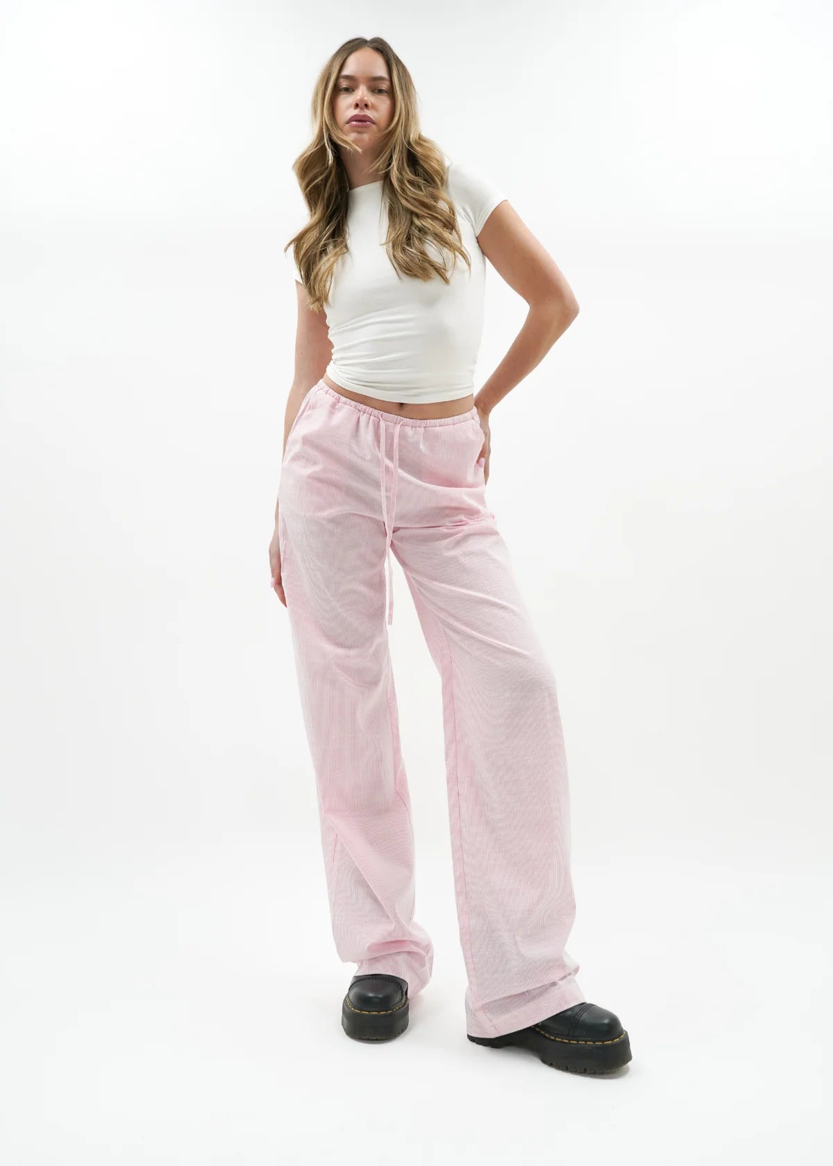 Striped pants pink