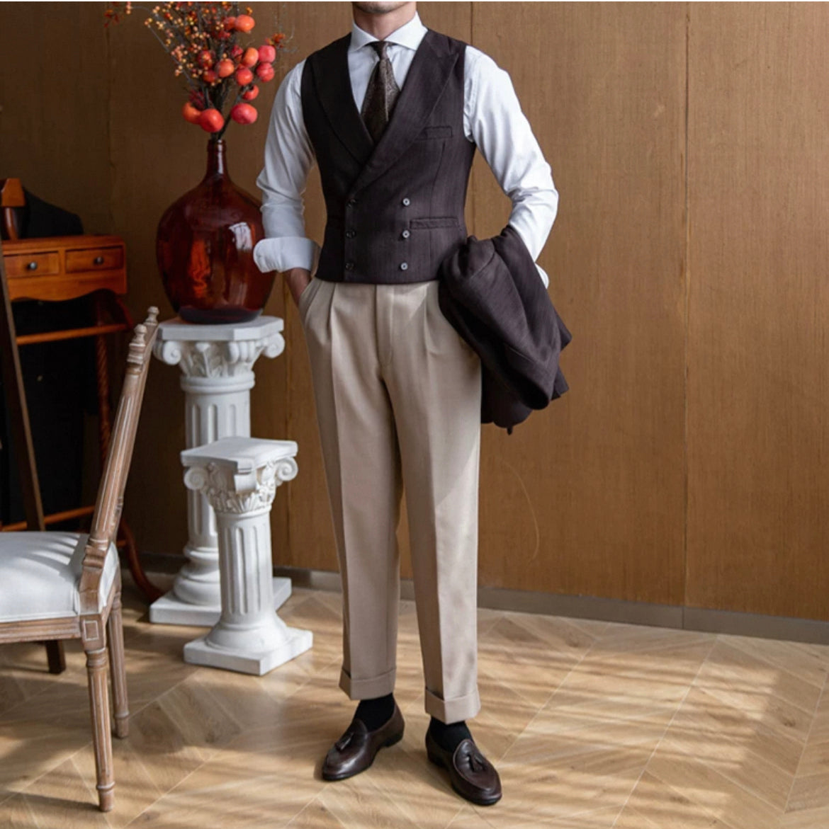CLEREVE Italian Herringbone Waistcoat