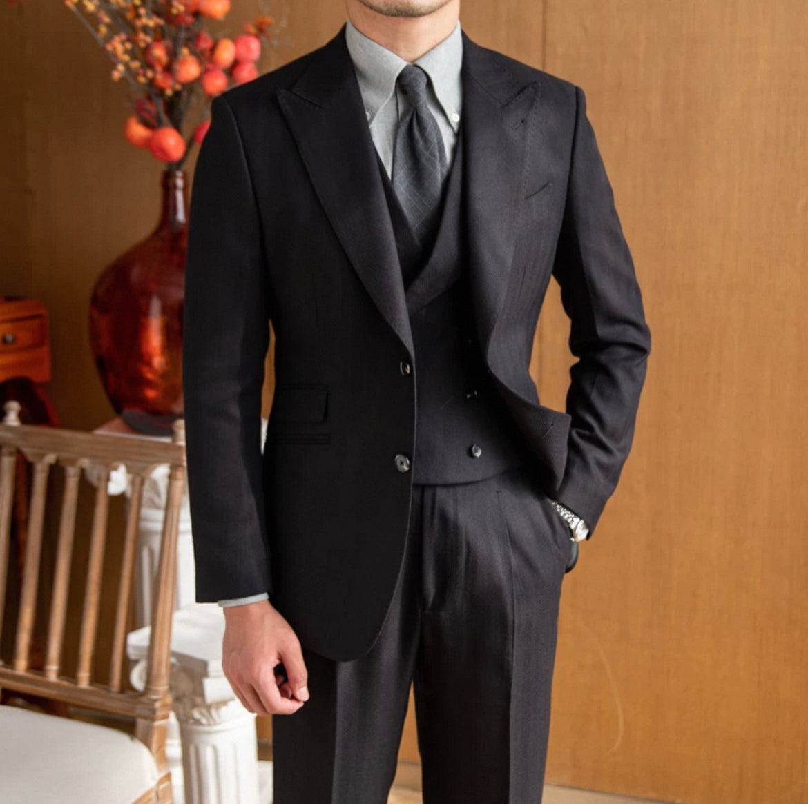 CLEREVE Italian Herringbone Suit