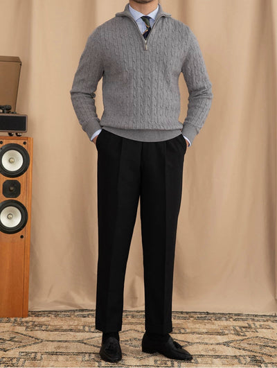Cable Knit Half-zip