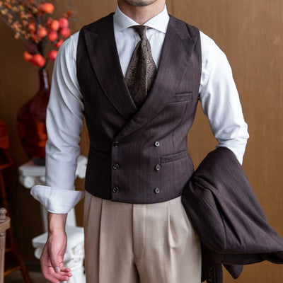 CLEREVE Italian Herringbone Waistcoat
