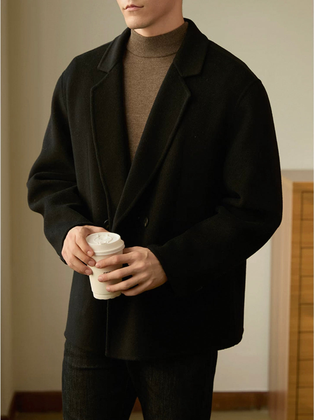 CLEREVE Double-Sided 100% Sheep Wool Suit Jacket