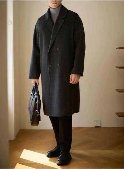 CLEREVE Long Double-Sided 100% Sheep Wool Coat