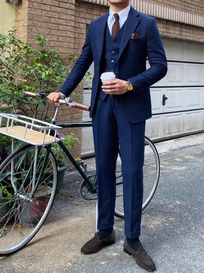 CLEREVE Sheep’s Wool Herringbone Suit
