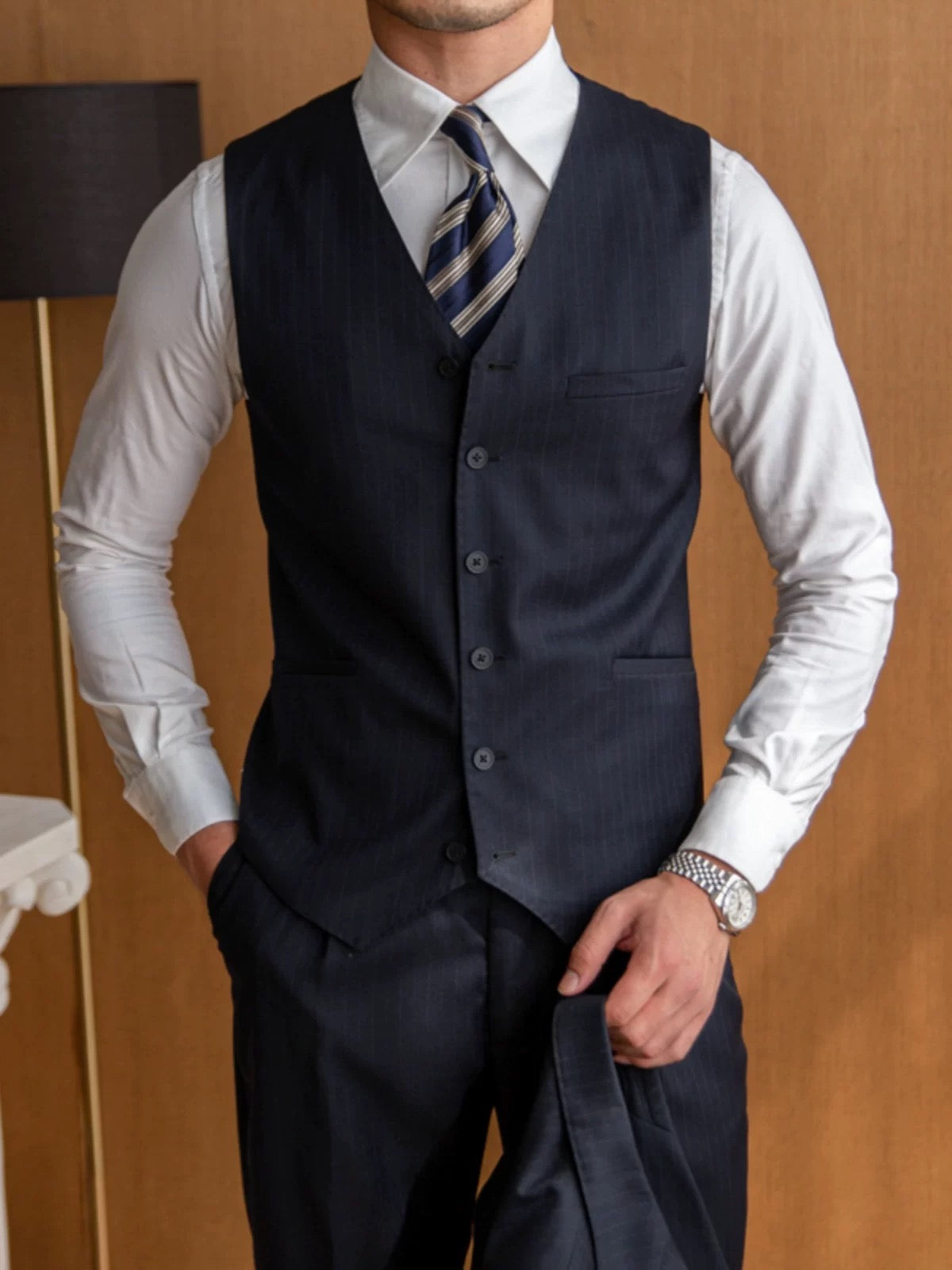 CLEREVE British Wool Striped Vest