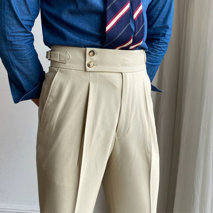 Drape Double Button Casual Pants