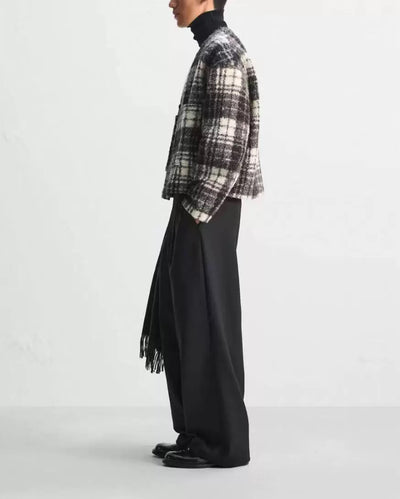V Neck Flannel Jacket