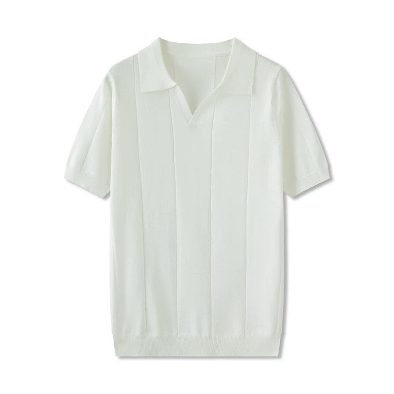 Striped V Neck Polo