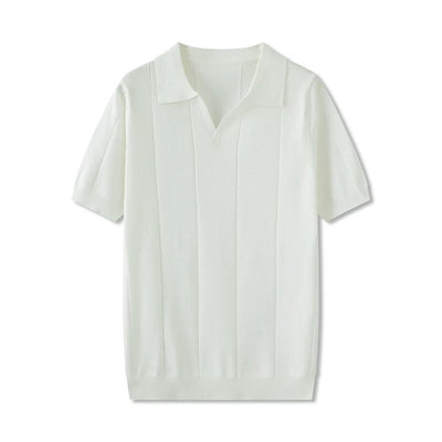 Striped V Neck Polo