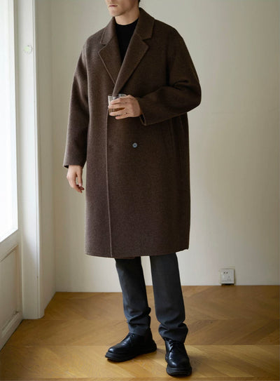 CLEREVE Long Double-Sided 100% Sheep Wool Coat