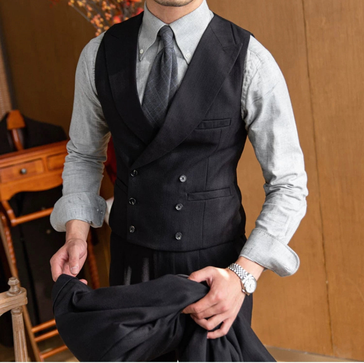 CLEREVE Italian Herringbone Waistcoat