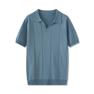 Striped V Neck Polo