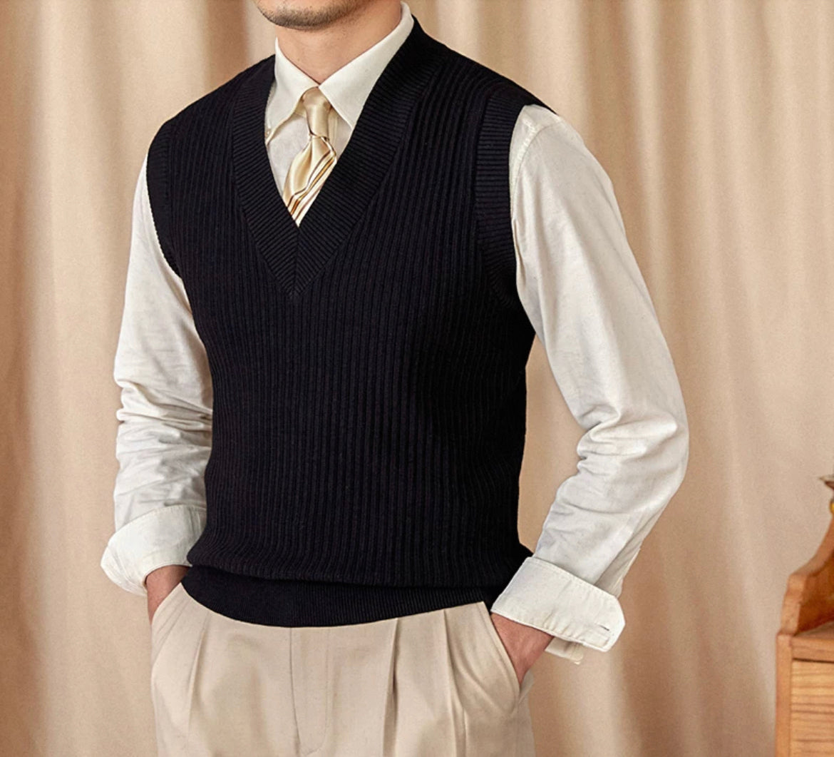 CLEREVE V Neck Waistcoat Sweater