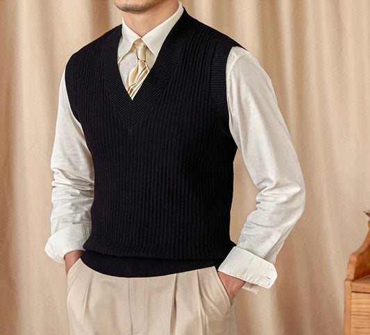 CLEREVE V Neck Waistcoat Sweater