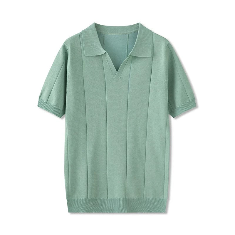 Striped V Neck Polo