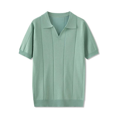 Striped V Neck Polo