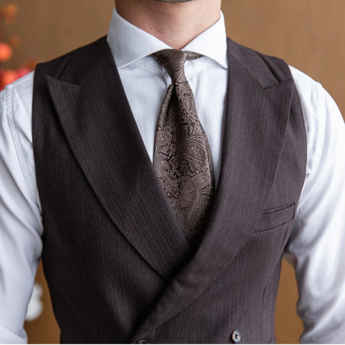 CLEREVE Italian Herringbone Waistcoat