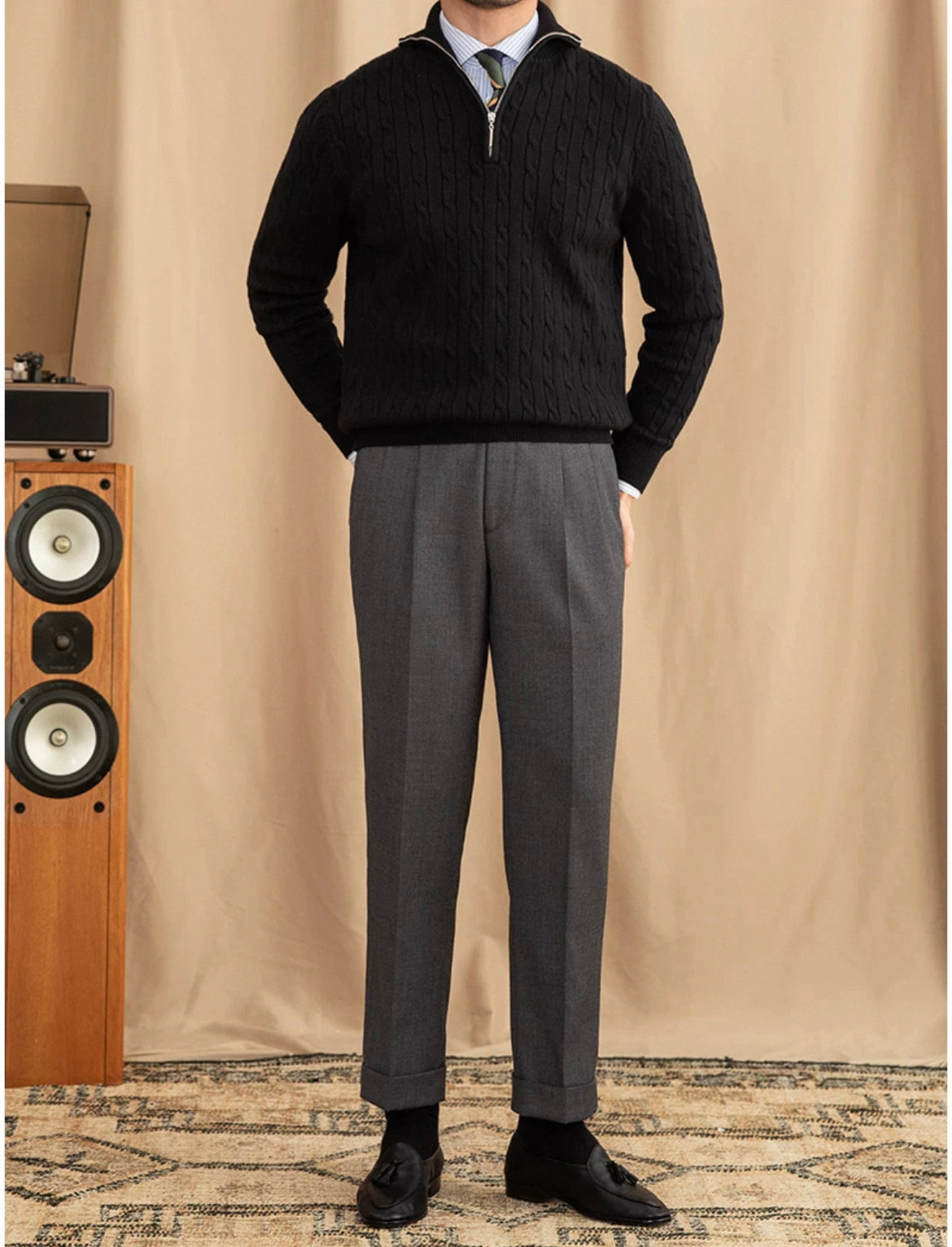 Cable Knit Half-zip