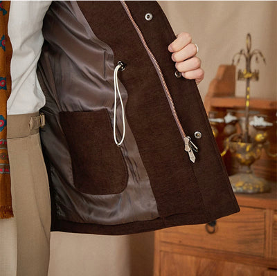 CLEREVE Multi-Pocket Vintage Safari Coat