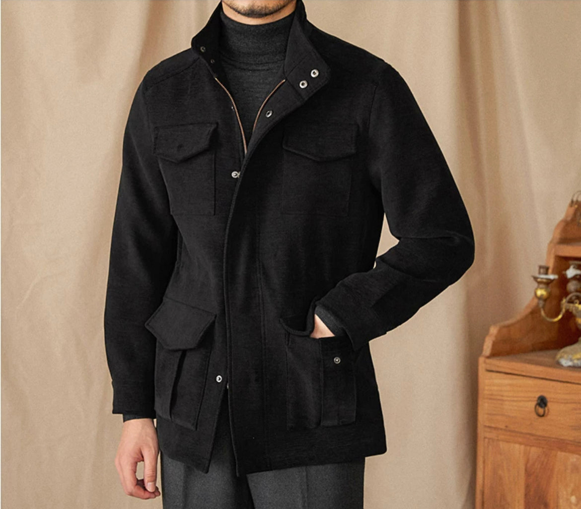 CLEREVE Multi-Pocket Vintage Safari Coat