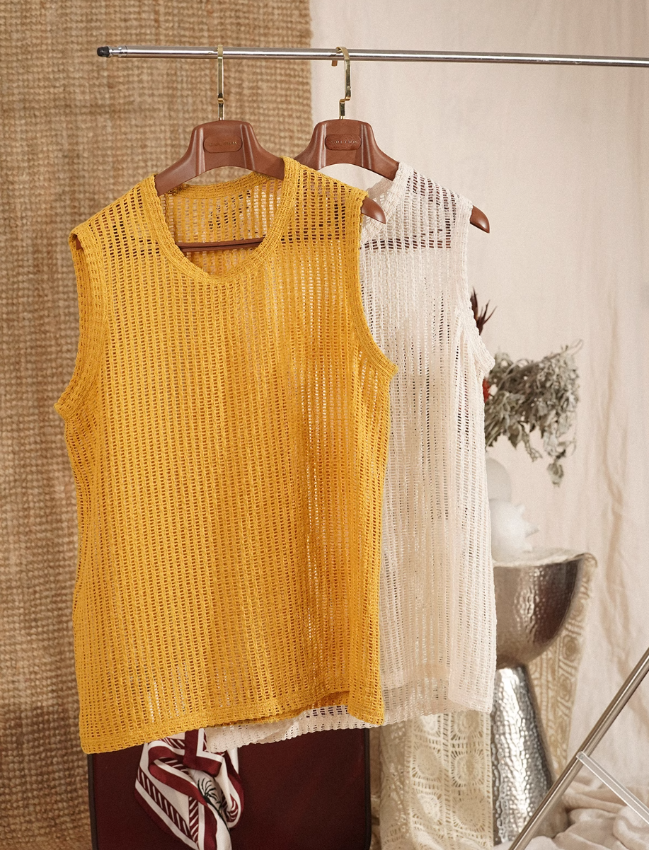Effortless Grace Hollow Knitted Vest