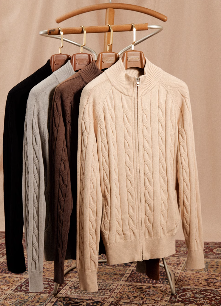 Effortless Grace Double-Zip Heavy Cable Sweater
