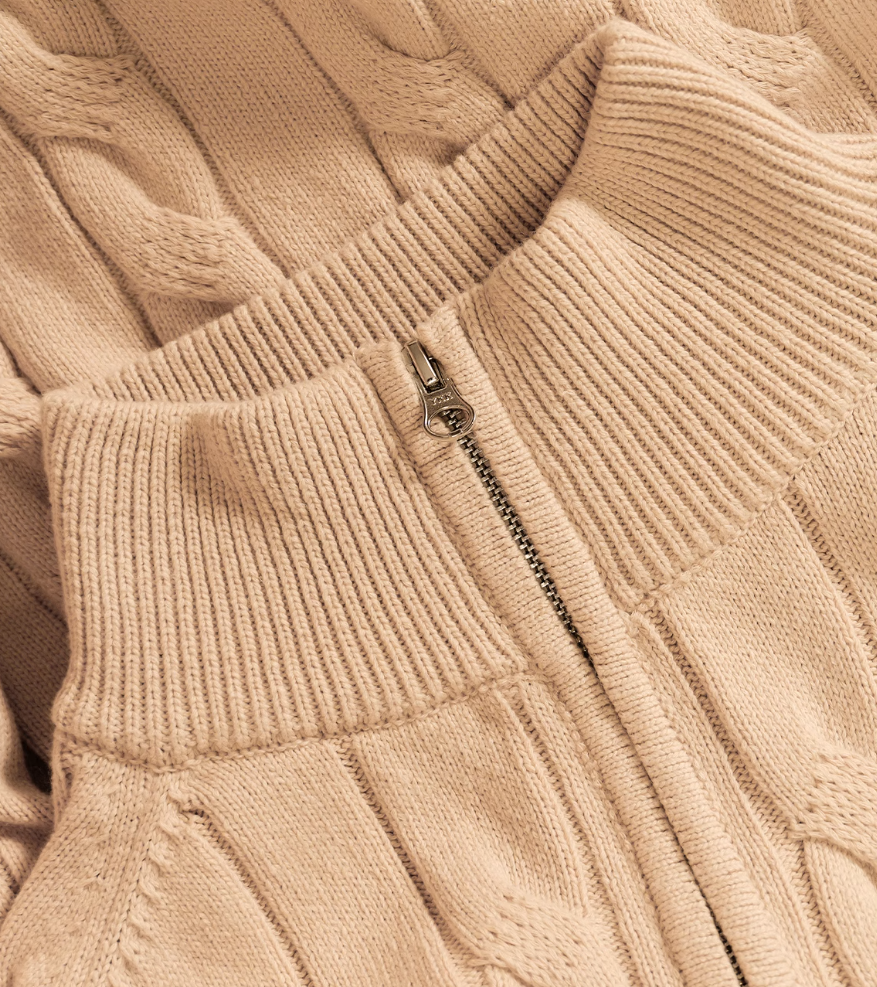 Effortless Grace Double-Zip Heavy Cable Sweater