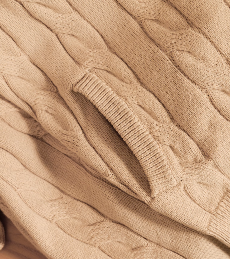 Effortless Grace Double-Zip Heavy Cable Sweater