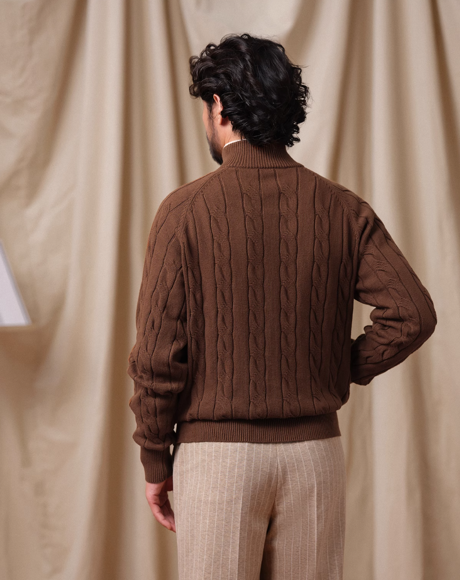 Effortless Grace Double-Zip Heavy Cable Sweater