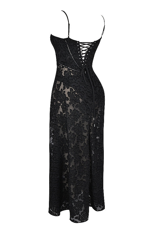 Floral Lace Back Maxi Dress