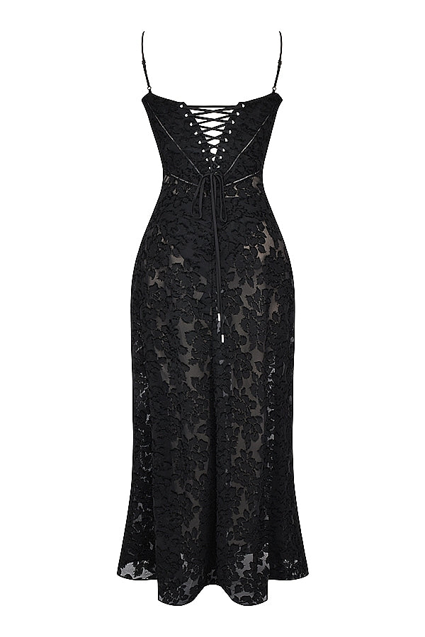 Floral Lace Back Maxi Dress