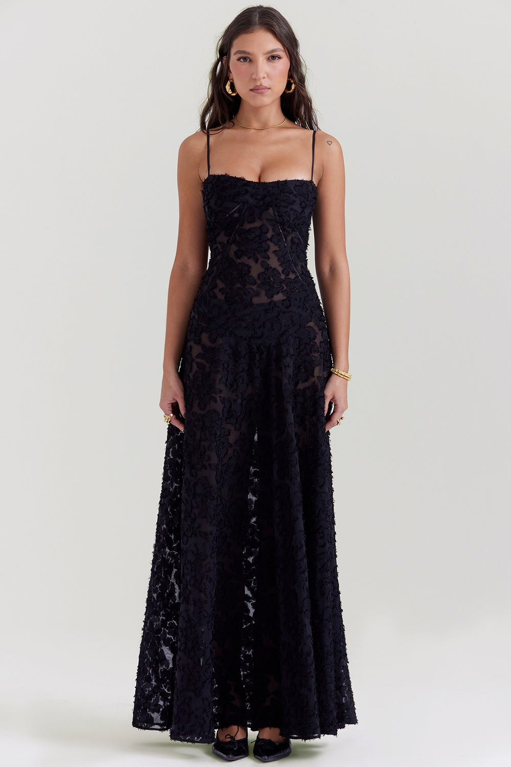 Floral Lace Back Maxi Dress