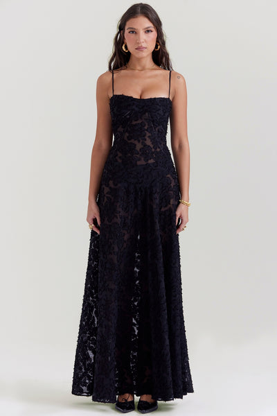 Floral Lace Back Maxi Dress