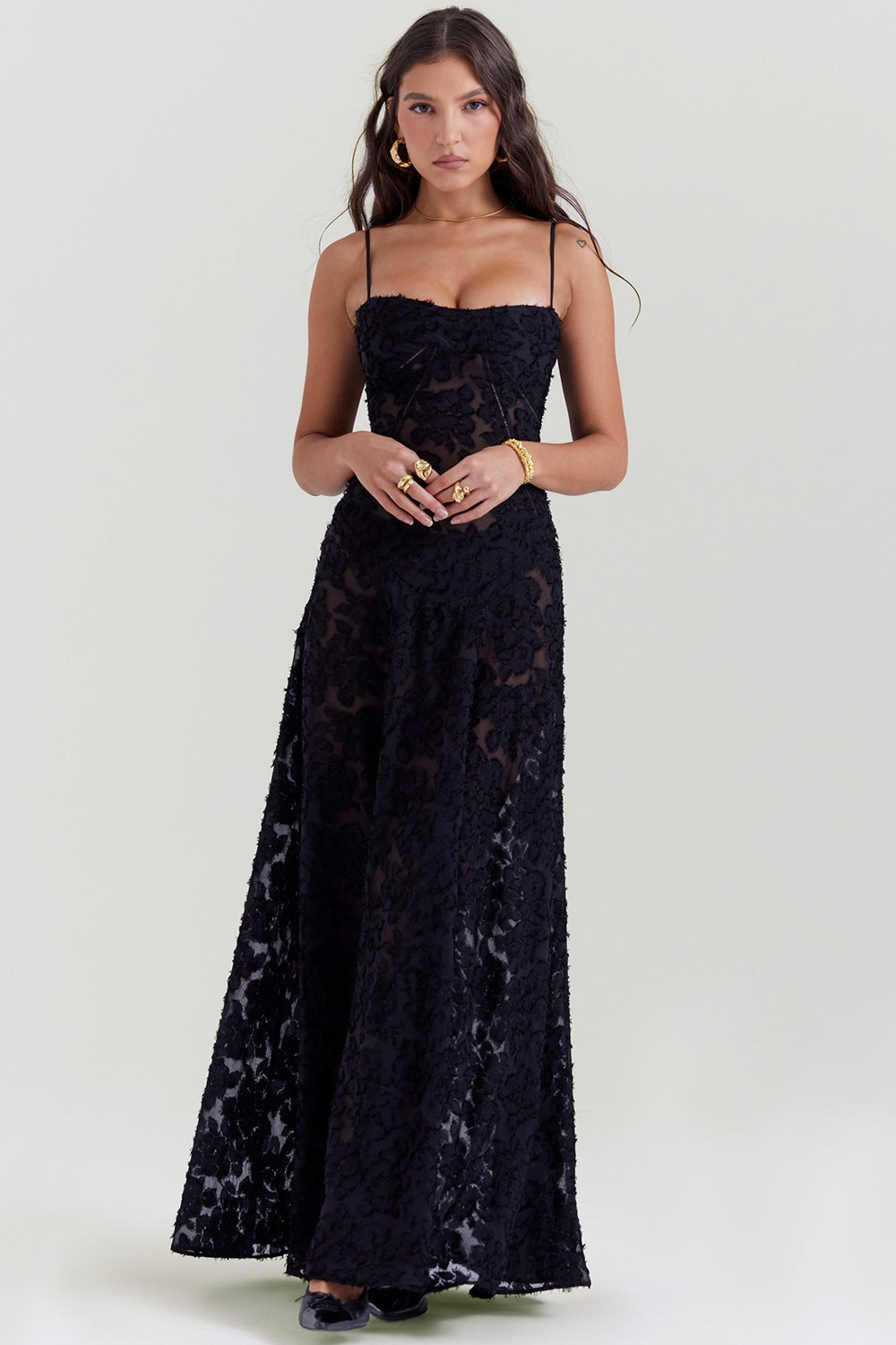 Floral Lace Back Maxi Dress