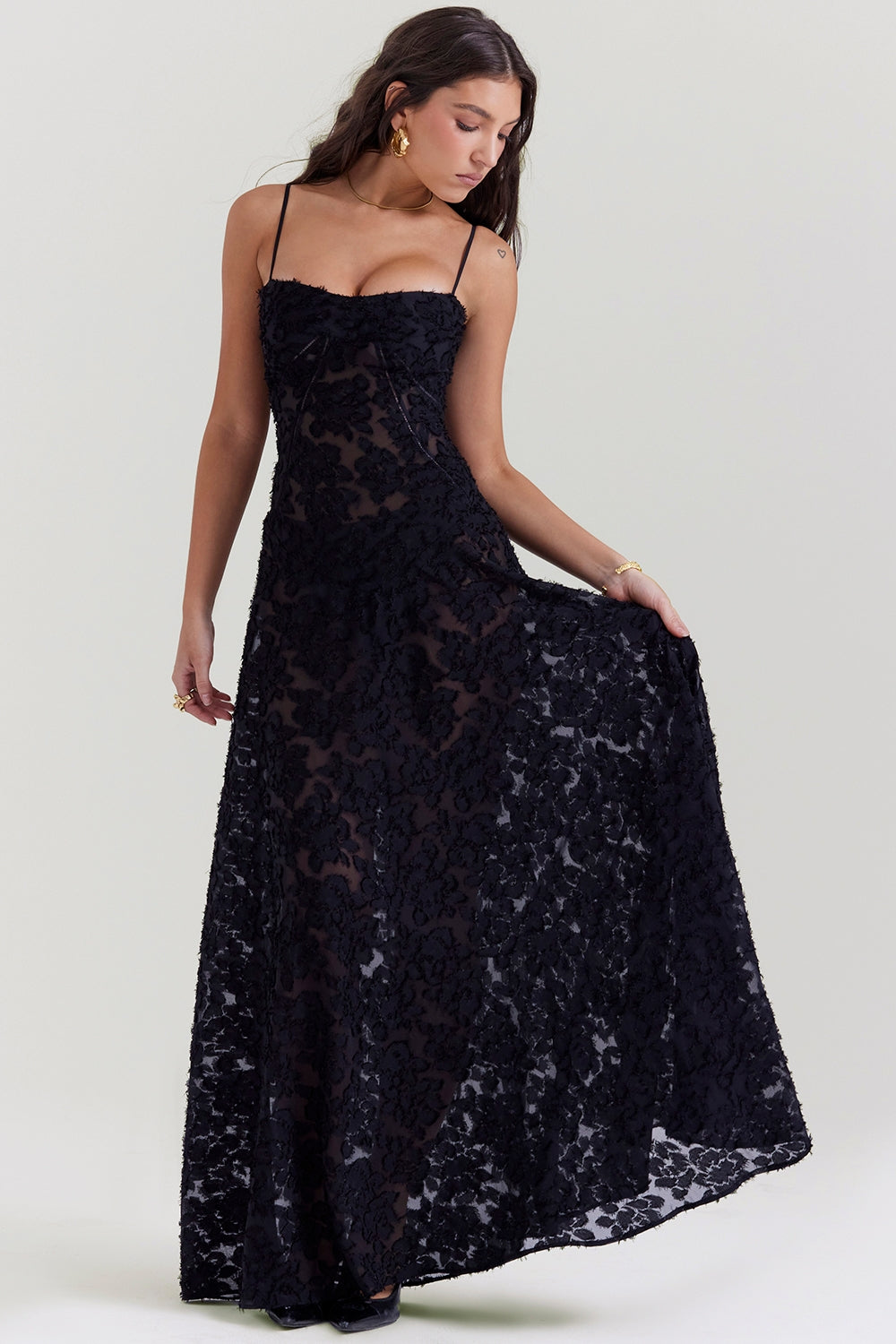 Floral Lace Back Maxi Dress