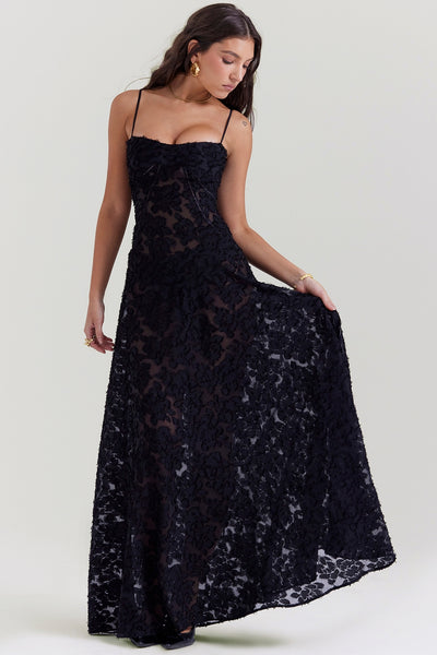 Floral Lace Back Maxi Dress