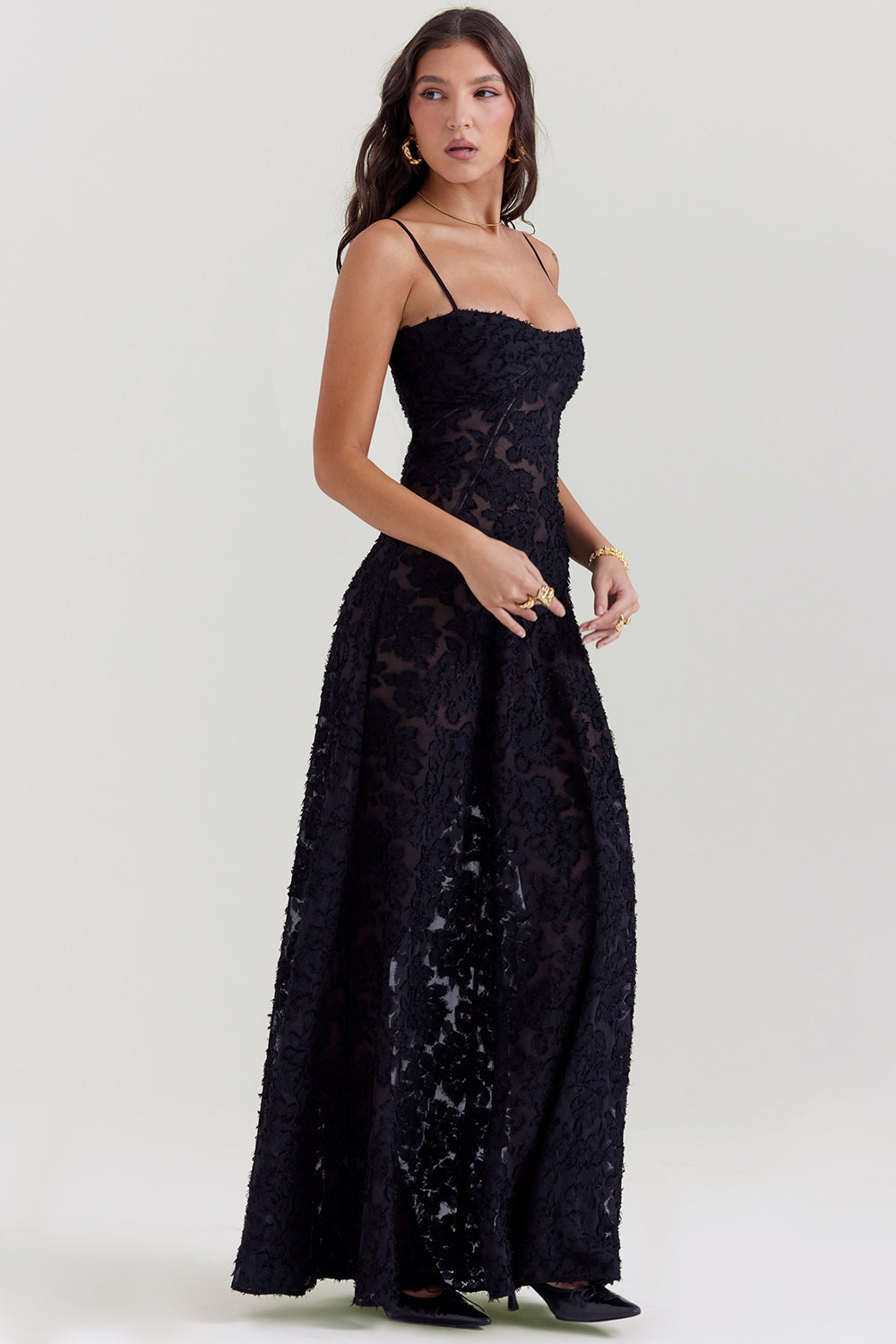 Floral Lace Back Maxi Dress