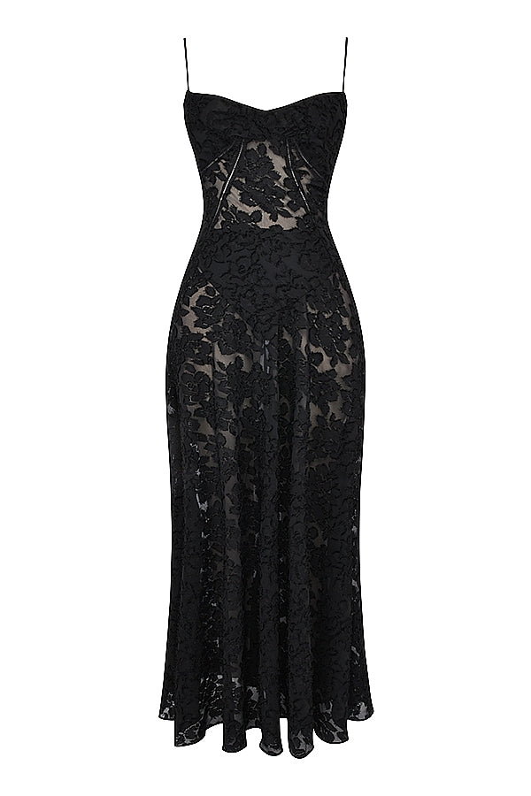 Floral Lace Back Maxi Dress